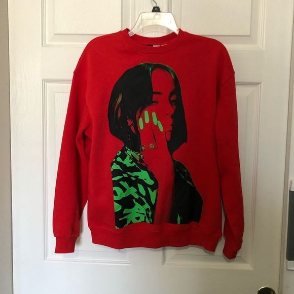 Divided Tops - DIVIDED BILLIE EILISH Oversized Red Sweatshirt XS